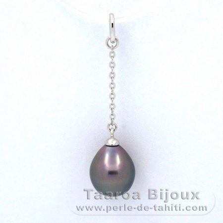 Ciondolo in Argento e 1 Perla di Tahiti Semi-Barocca A 9.1 mm