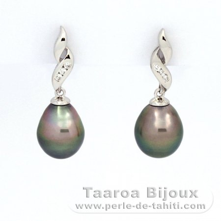 Orecchini in Argento e 2 Perle di Tahiti Semi-Barocche B 9 e 9.2 mm