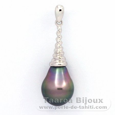 Ciondolo in Argento e 1 Perla di Tahiti Semi-Baroccha B 9.7 mm