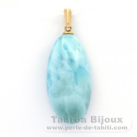 Ciondolo in Oro 18K e 1 Larimar - 25.5 x 13 x 7.5 mm - 3.97 gr