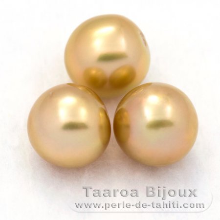 Lotto di 3 Perle di Australia Semi-Rotonda C di 9.7 a 9.9 mm