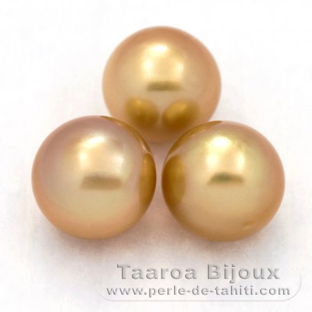 Lotto di 3 Perle di Australia Semi-Rotonda C di 9.5 a 9.6 mm