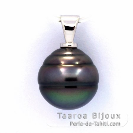 Ciondolo in Argento e 1 Perla de Tahiti Cerchiate B/C 13 mm