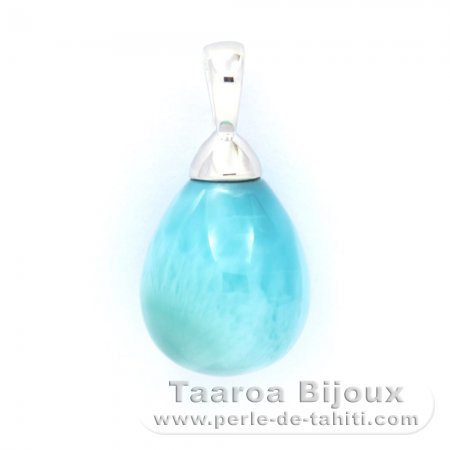 Ciondolo in Argento e 1 Larimar - 15 x 10.2 mm - 1.94 gr