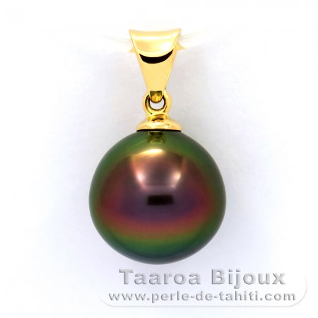 Ciondolo in Oro 18K e 1 Perla di Tahiti Semi-Rotonda B+ 10.3 mm