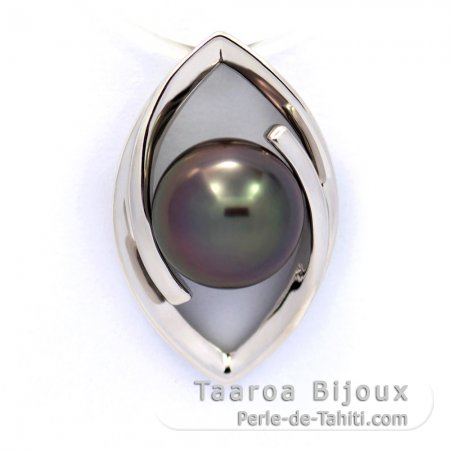 Ciondolo in Argento e 1 Perla di Tahiti Rotonda C 8.9 mm
