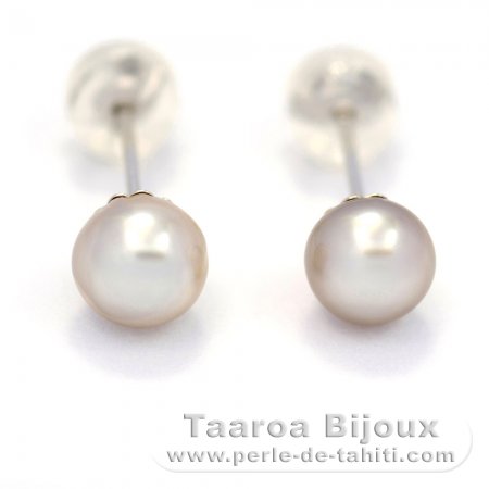 Orecchini in Oro 18K e 2 keishi di Tahiti