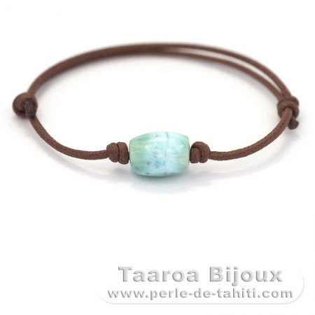 Braccialetto in Cotone e 1 Larimar - 12 x 9 mm - 2.3 gr