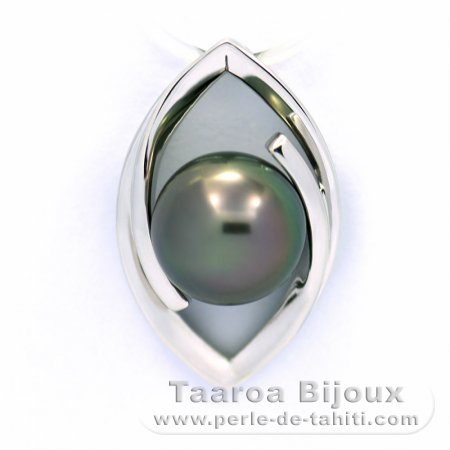 Ciondolo in Argento e 1 Perla di Tahiti Rotonda C 9.1 mm
