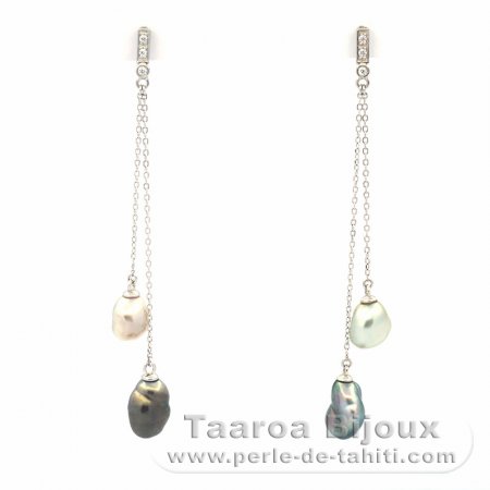 Orecchini in Argento e 4 Keishi di Tahiti