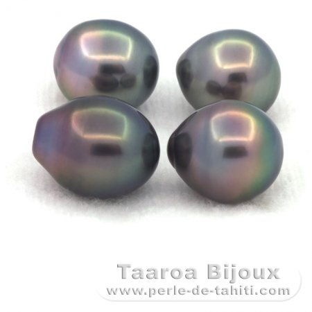 Lotto di 4 Perle di Tahiti Semi-Barroca B di 9 a 9.3 mm