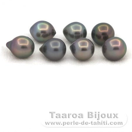 Lotto di 7 Perle di Tahiti Semi-Barroca B di 8.5 a 8.9 mm