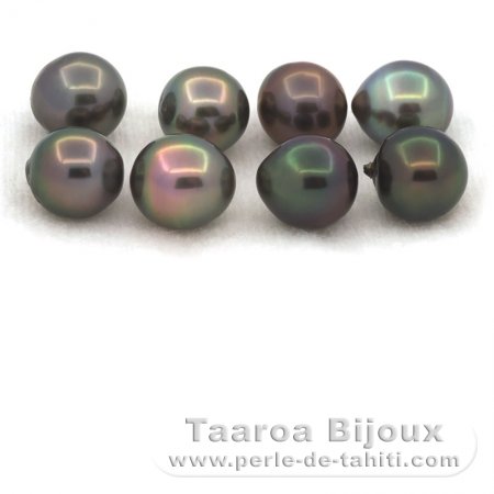 Lotto di 8 Perle di Tahiti Semi-Barroca C di 8.5 a 8.9 mm