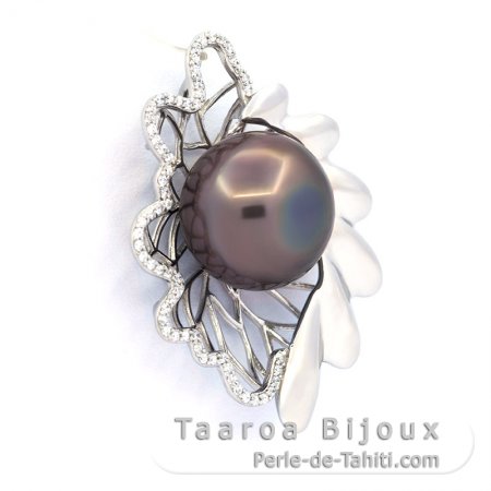 Ciondolo in Argento e 1 Perla di Tahiti Semi-Barocca C 12.6 mm