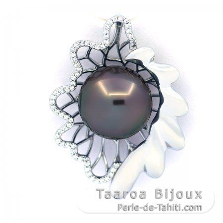 Ciondolo in Argento e 1 Perla di Tahiti Semi-Baroccha B 12.7 mm