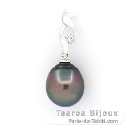 Ciondolo in Argento e 1 Perla de Tahiti Cerchiata C 12.2 mm