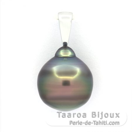 Ciondolo in Argento e 1 Perla de Tahiti Cerchiate B 13.6 mm
