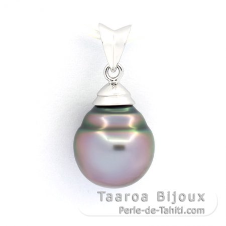 Ciondolo in Argento e 1 Perla di Tahiti Cerchiate C 10.1 mm