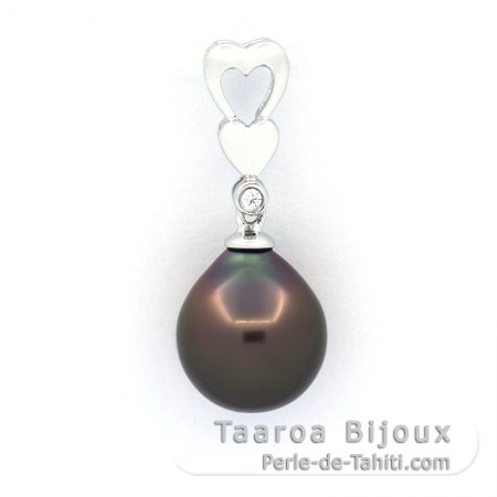 Ciondolo in Argento e 1 Perla di Tahiti Semi-Barocca B 10.2 mm
