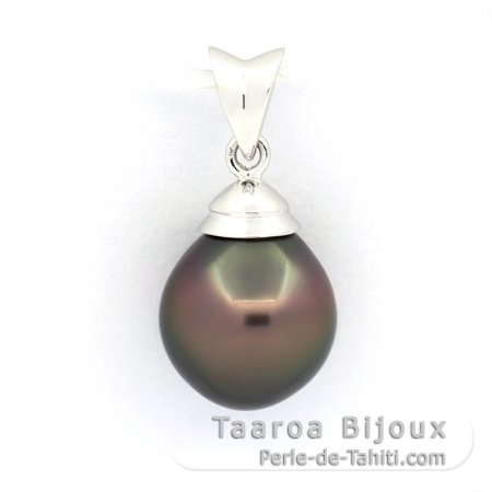 Ciondolo in Argento e 1 Perla di Tahiti Semi-Barocca B/C 9.7 mm