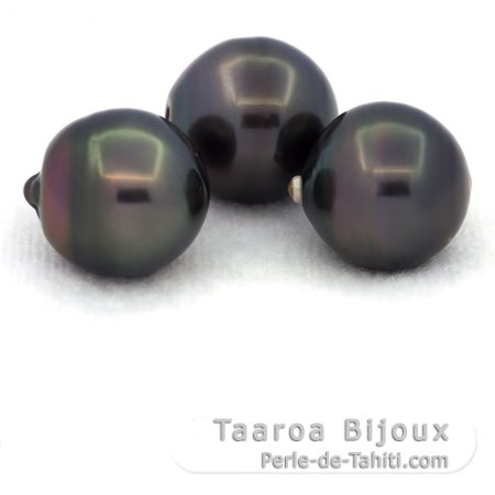 Lotto di 3 Perle di Tahiti Cerchiate C di 13 a 13.3 mm