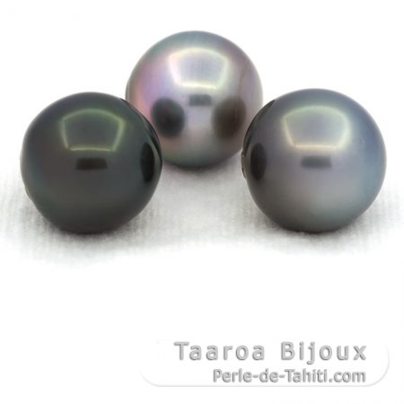Lotto di 3 Perle di Tahiti Semi-Barroca C di 12.4 a 12.6 mm