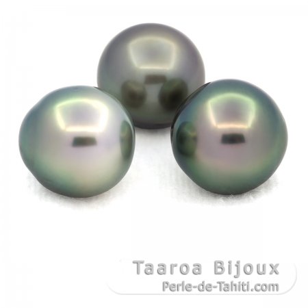 Lotto di 3 Perle di Tahiti Semi-Barocche C di 12 a 12.4 mm