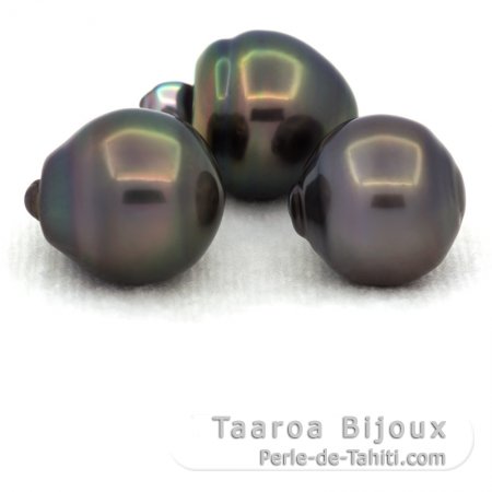 Lotto di 3 Perle di Tahiti Cerchiate B di 12 a 12.3 mm