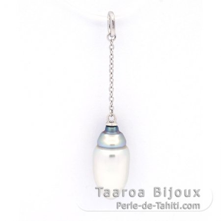 Ciondolo in Argento e 1 keishi di Tahiti