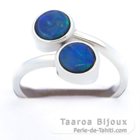 Anello in Argento e 2 Opale australiano