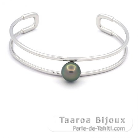 Braccialetto in Argento e 1 Perla di Tahiti Rotonda B/C 9.6 mm