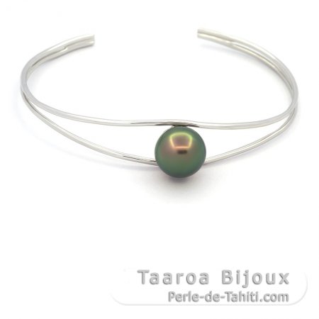 Braccialetto in Argento e 1 Perla di Tahiti Semi-Baroccha C 9.8 mm