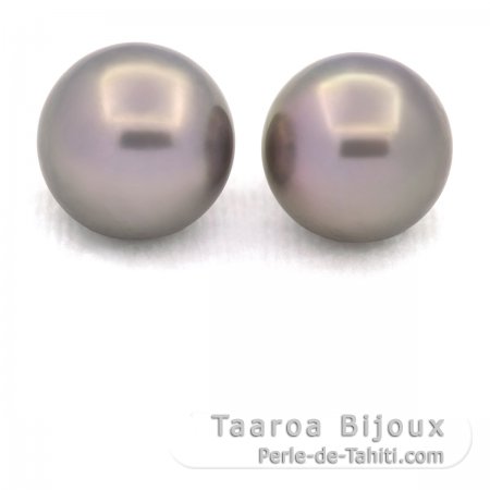 Lotto di 2 Perle di Tahiti Rotonde C 12 mm