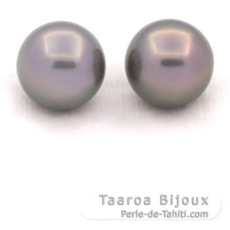 Lotto di 2 Perle di Tahiti Rotonda C 11.9 mm
