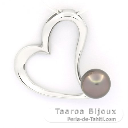 Ciondolo in Argento e 1 Perla di Tahiti Semi-Barocca B 8.7 mm