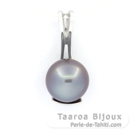 Ciondolo in Argento e 1 Perla de Tahiti Rotonda C 9.8 mm