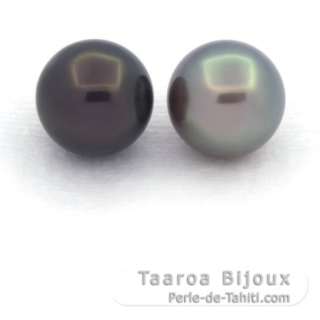 Lotto di 2 Perle di Tahiti Rotonda C 10.8 mm