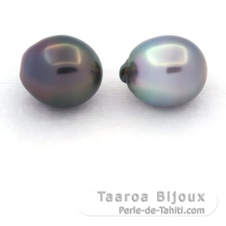 Lotto di 2 Perle di Tahiti Semi-Barroca C 11.1 e 11.2 mm