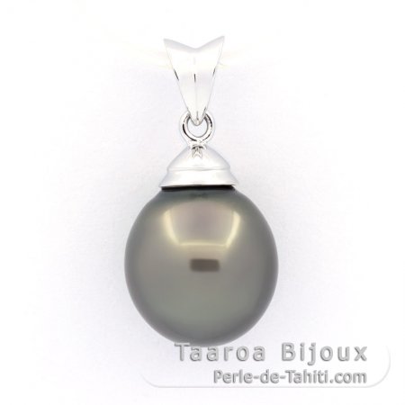 Ciondolo in Argento e 1 Perla di Tahiti Semi-Barocca B 10.4 mm