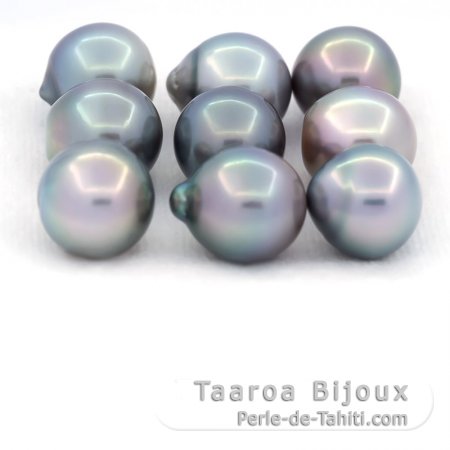 Lotto di 9 Perle di Tahiti Semi-Barroca C di 11.6 a 11.9 mm