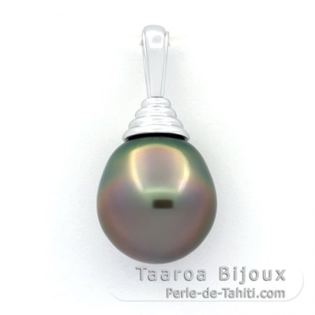 Ciondolo in Argento e 1 Perla di Tahiti Semi-Barocca B 11.4 mm