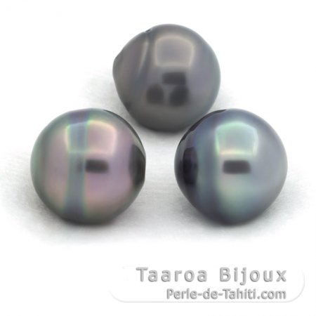 Lotto di 3 Perle di Tahiti Cerchiate C di 12.4 mm