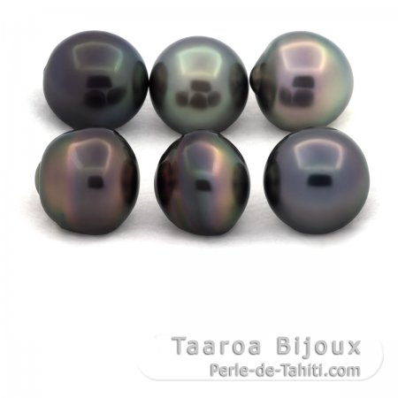 Lotto di 6 Perle di Tahiti Semi-Barocche C di 11.6 a 11.8 mm