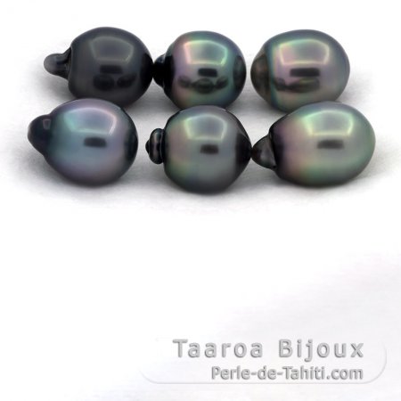 Lotto di 6 Perle di Tahiti Semi-Barroca B/C di 11.5 a 11.9 mm