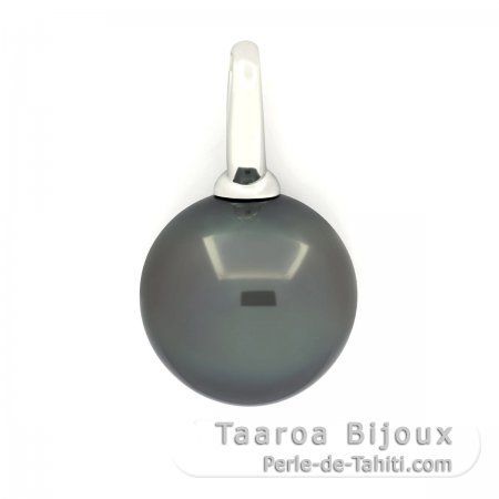 Ciondolo in Oro bianco 18K e 1 Perla de Tahiti Rotonda B 14.1 mm