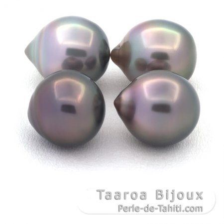 Lotto di 4 Perle di Tahiti Semi-Barroca B di 10 a 10.1 mm