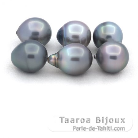 Lotto di 6 Perle di Tahiti Semi-Barroca B di 11.1 a 11.4 mm