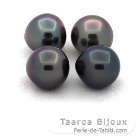 Lotto di 4 Perle di Tahiti Semi-Barroca B di 11 a 11.3 mm