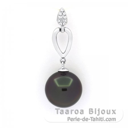 Ciondolo in Argento e 1 Perla di Tahiti Rotonda C 11.4 mm