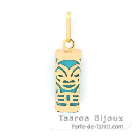 Ciondolo in Oro 18K e Turquesa - 12 mm - Salute